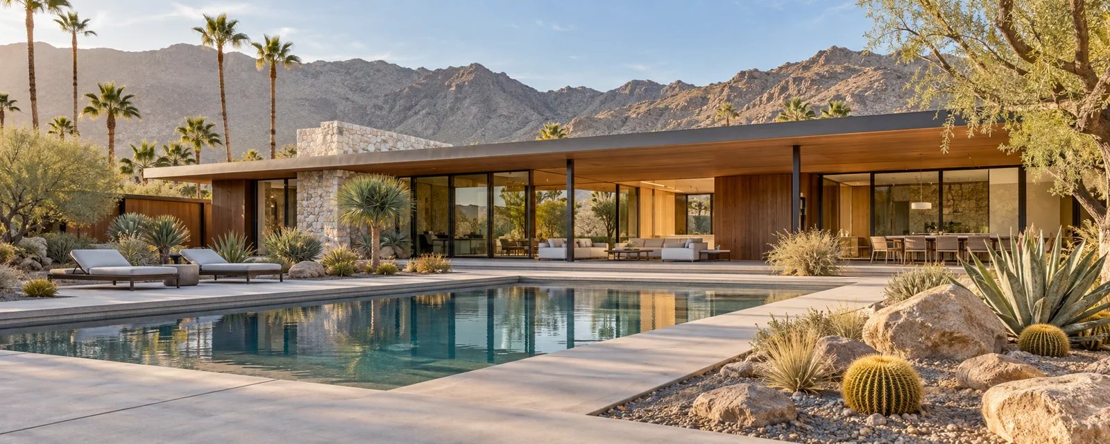 Illustration of a Palm Springs mid-century desert home